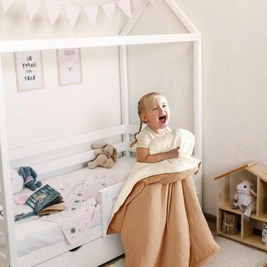 Постільна білизна для дитячого ліжечка Lulumoon з мусліну 100x135: комплект простирадла 100x135 + наволочка 40x60 см з бавовни Oeko-TEX Standard – легка та комфортна постільна білизна для малюків та дітей (муслін-колір, 100x135 см + 40x60 см)