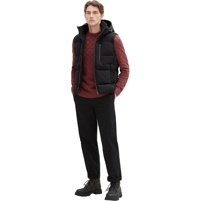 Жилет чоловічий Tom Tailor з капюшоном, утеплений, артикул 1037355 (L, Black)
