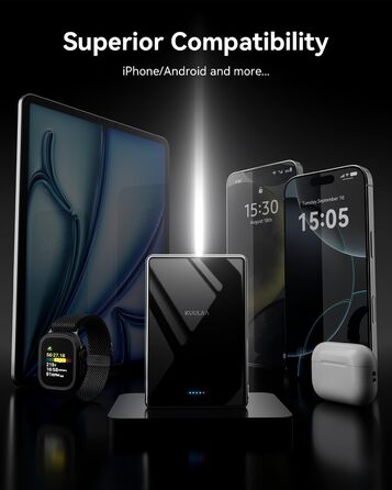 Power Bank Magsafe 5000mAh/10000mAh (Сірий/Чорний) - Бездротова зарядка, PD 20W, USB-C, Тонкий, для iPhone 16/15/14