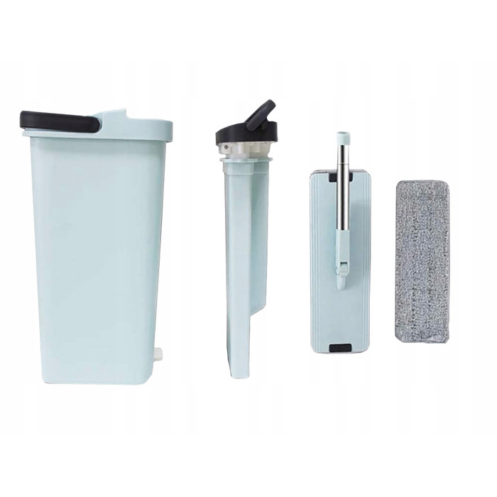 Плоский швабра з віджимачем та двокамерним відром для миття підлоги, 3 смінні насадки