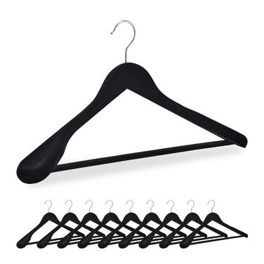Relaxdays Black Velvet Clothes Hangers, 10-Piece Set
