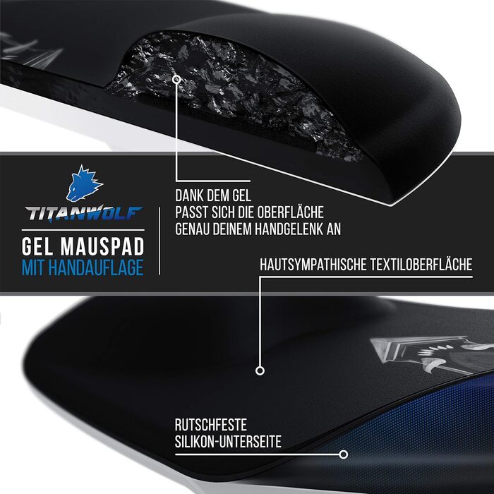 Кисетковий Mousepad CSL Titanwolf для геймінгу з підкладкою для зап'ястя - чорний
