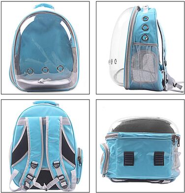 Рюкзак-переноска для котів та собак, рюкзак для тварин, рюкзак-капсула для подорожей, блакитний, з сіткою