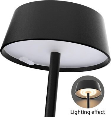 Акумуляторна LED настільна лампа K-Bright з димером, тепле світло 3000K, водонепроникна, для дому та вулиці, USB-C, чорна (2 шт)