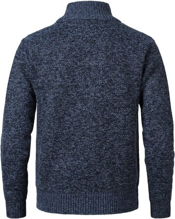 Чоловіча в'язана кофта-кардиган з коміром-стійкою та скрученим візерунком. Тепла флісова куртка з блискавкою для чоловіків (XL, сірий & блакитний)