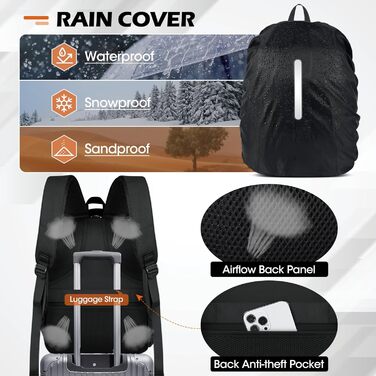 Рюкзак для фотокамери RAINSMORE – великий рюкзак для фотокамери, сумісний з Nikon, Canon, Sony, з відділенням для ноутбука 15.6 дюймів, чорний