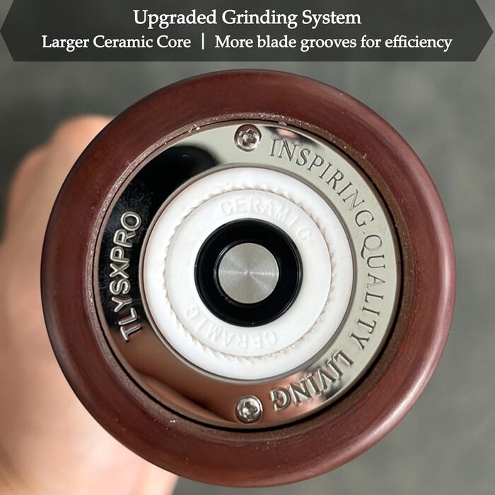 Набір з двох мельниць для солі та перцю з акації з регульованим керамічним жорном – 21 см