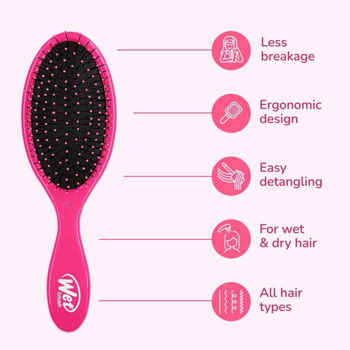 Щітка для волосся Wet Brush Original Detangler з м'якими IntelliFlex щетинками, для всіх типів волосся - 2 шт. (Рожевий та Ліловий)