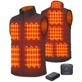 Тепла жилетка для чоловіків з Powerbank 16000mAh, 9 зон обігріву, 3 температурні режими, для активного відпочинку, чорна, L