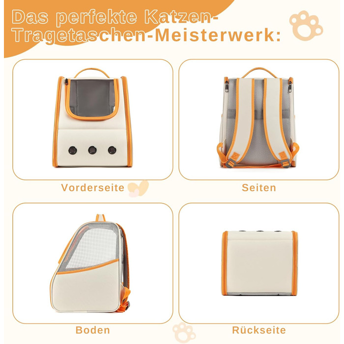 Рюкзак для кота/собаки, складаний, з вентиляцією, оранжево-білий