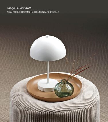 LED настільна лампа Mokebo® 'Leuchtturm' – бездротова, акумуляторна, диммер, USB-C, ретро, металева, тепле світло (Taupe)