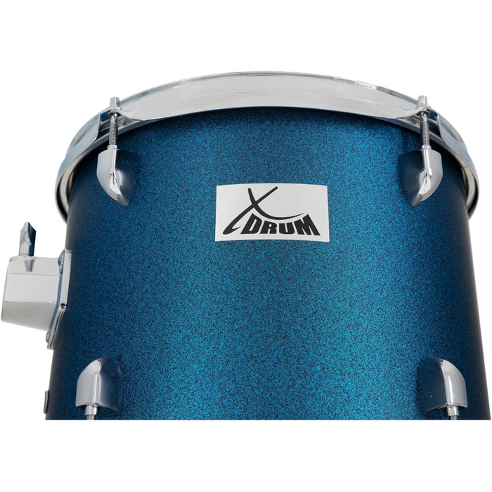 XDrum Semi 22' Standard барабанна установка Satin Blue Sparkle (22' BD, 12' TT, 13' TT, 16' FT, 14' SD) з навчальним посібником, блакитний колір