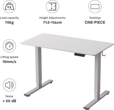 Електричний регульований стіл Sanodesk, 100x60 см, білий, з пам'яттю налаштувань