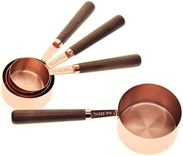 Dog measuring cups, set with, stainless steel, copper-coated, metal, measuring spoons, cooking set, kitchen accessories