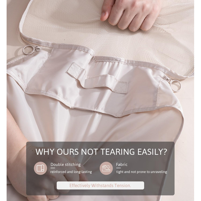 Органайзер для валізи Meowoo, 8 шт. - набір кубиків для пакування, валізні органайзери для подорожей та бізнесу, сумки для одягу, система зберігання багажу (Бежевий)