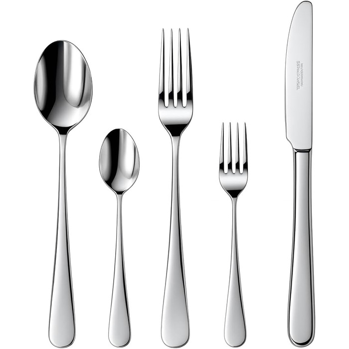 Набір столових приборів 60 предметів для 12 осіб з нержавіючої сталі – елегантний набір, полірований до блиску, безпечний для посудомийної машини та стійкий до іржі; для стильного сервірування столу в будні та на свята (Модель 6)