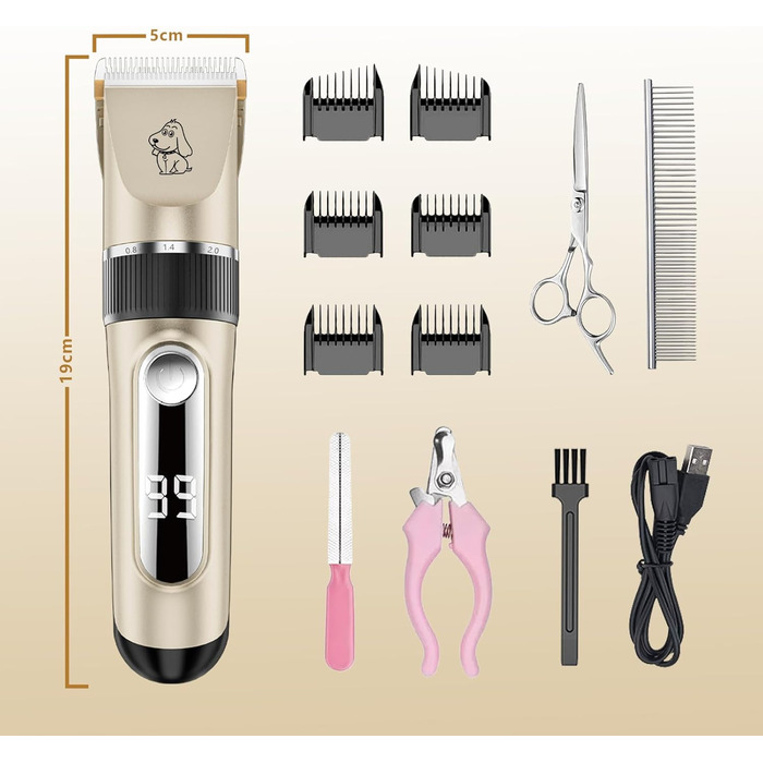 Професійна машинка для стрижки тварин IPX7: тиха, бездротова, для собак та котів. Підходить для всіх типів шерсті