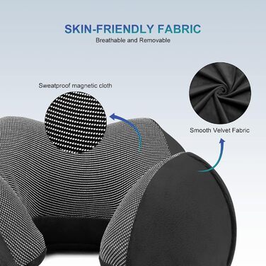 Подушка для шиї Eono з Memory Foam, ергономічна, для подорожей, з маскою для сну та навушниками, чорна