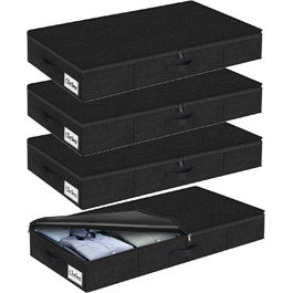 Коробки для зберігання під ліжко з кришкою, 12 см, 4 шт. Складані контейнери для одягу та постільної білизни, чорні