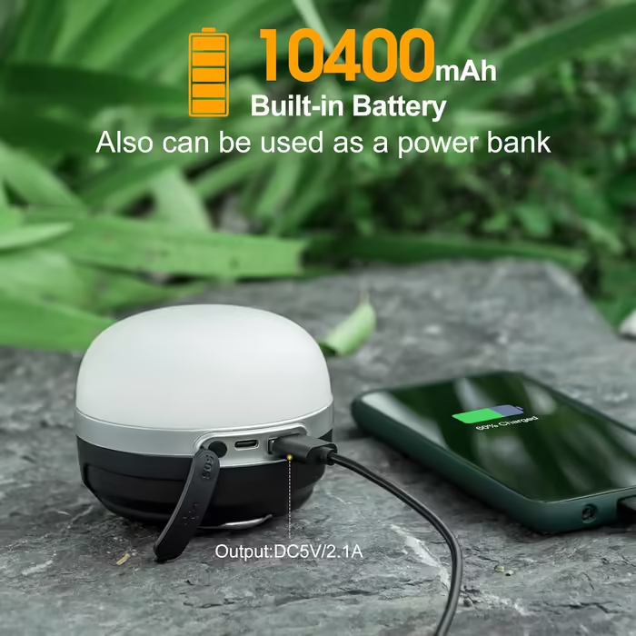 LED Camping Lamp, 10400mAh Battery Rechargeable RGB Color Changing, Steplessly Dimmable, Magnetic Camping Light with Hook for Home, Outdoor Activities, Hiking, Tent Light, Ambient Light, Emergency, etc.