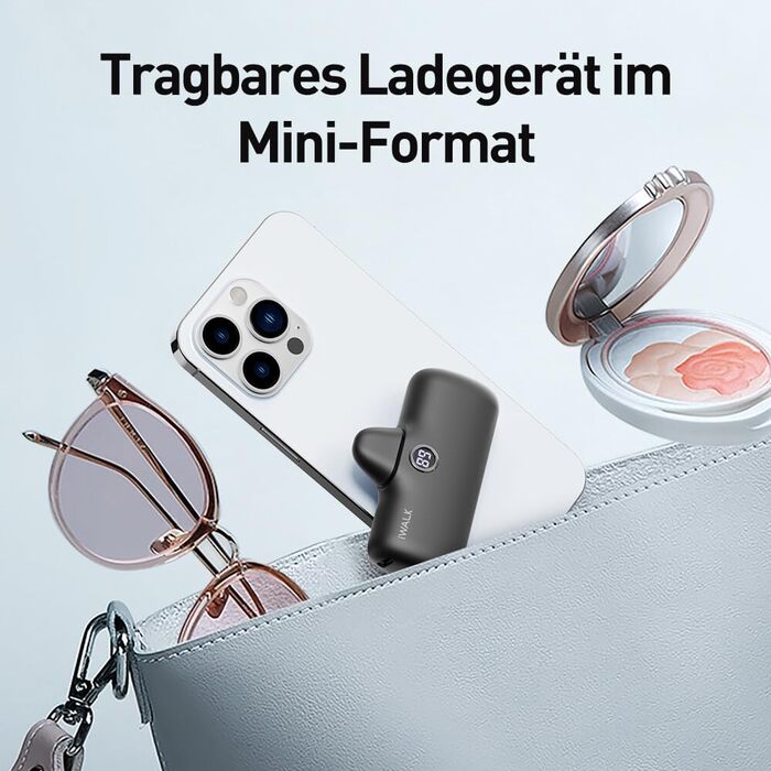 Powerbank iWALK 4800mAh 20W з LCD-дисплеєм, рожевий. Сумісний з iPhone, Samsung, Xiaomi. Портативний зарядний пристрій, компактний, легкий, для жінок та чоловіків.