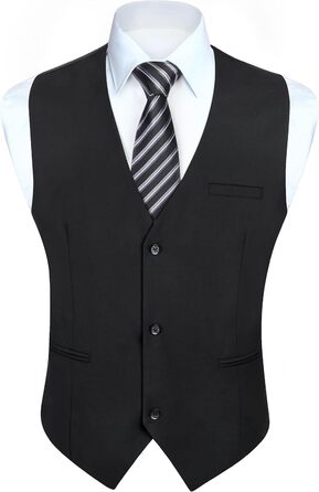 Жилет чоловічий HISDERN, чорний, бавовна, V-подібний виріз, з кишенями, для вечірки, весілля, офіційного стилю, 4XL