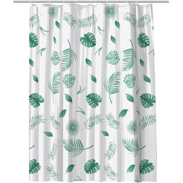 Шторка для душу URAQT, антибактеріальна, водонепроникна, швидковисихаюча, PEVA, 180x180 см, 12 кілець, біла