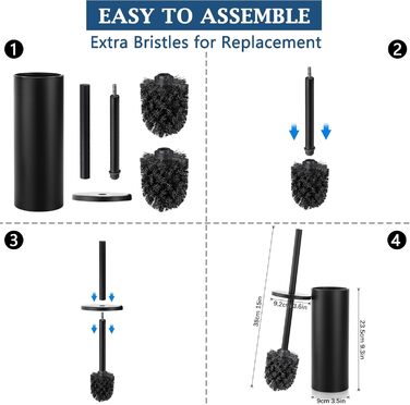 Набір для чищення унітазу GERUIKE з керамічним тримачем: щітка та тримач сірого матового кольору (чорний матовий метал)