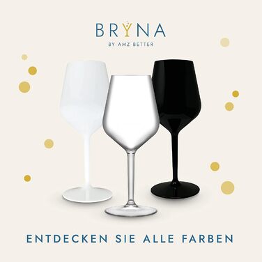 BRYNA - Set of 6 wine glasses, 33 cl, made of polycarbonate (hard plastic), 100% Italian design, unbreakable glasses, reusable and dishwasher-safe wine glasses, transparent