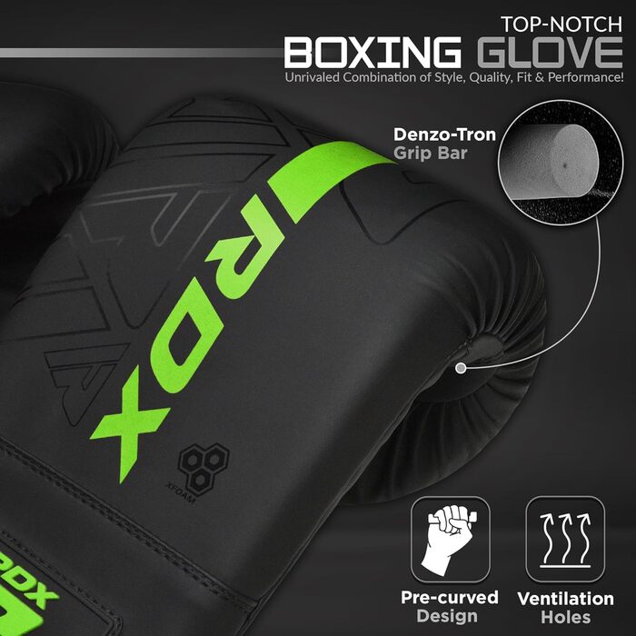 Боксерські рукавички RDX для кікбоксингу, муай-тай, MMA та спарингу, шкіра Maya Hide, зелені