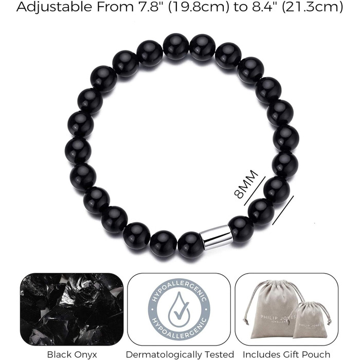 Чоловічий браслет Philip Jones з чорного оніксу