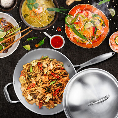 Relaxdays Stainless Steel Wok with Lid