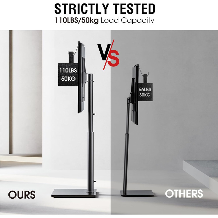 Регульований підлоговий кріплення для телевізора 100-190 см (43-75 дюймів), чорний