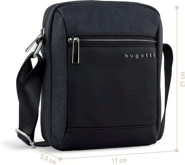 Чоловіча сумка Bugatti Era на плече з відділенням для планшета - Meenger Bag, Кур'єрська сумка (Антрацит Xs, XS)