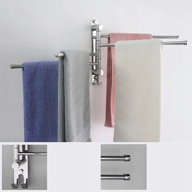 Поворотний вішак для рушників у ванну кімнату, настінний тримач-гачок