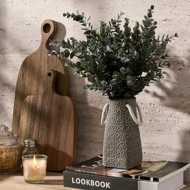 Керамічна ваза, синьо-коричневий дизайн, ваза в скандинавському стилі для декору, сучасна ваза для вітальні, спальні, кухні, передпокою, ванної кімнати (Шиферно-сірий, 17,8 см)