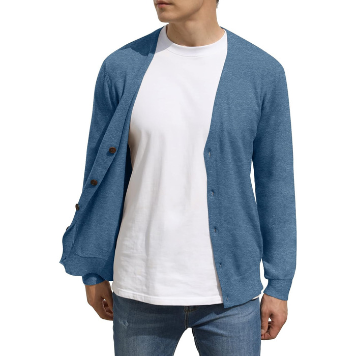 Чоловічий кардиган Hisir з V-подібним вирізом, легкий, елегантний, зимовий, класичний, з ґудзиками, синій, розмір L