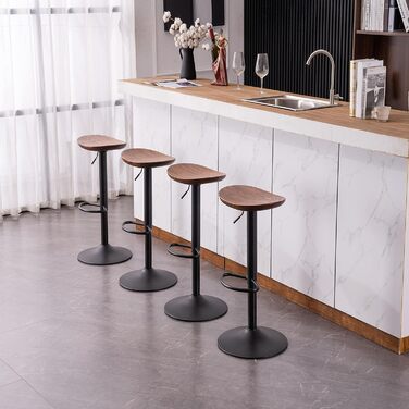 Kidol Adjustable Height Solid Wood Bar Stool - 360° Swivel, Industrial Modern Design for Kitchen Counter