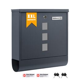 Поштовий ящик Zedelmaier XXL персоналізований з нержавіючої сталі, 35x35 см, 4 ключі, для листів B5/C4, з газетницею, RAL 7016 Антрацит