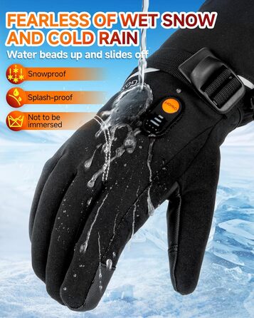 Електричні гріючі рукавички для жінок та чоловіків, зимові рукавички з підігрівом, чорні, з акумулятором 7.4V 6000mAh, 3 режими нагріву, сенсорний екран, водонепроникні