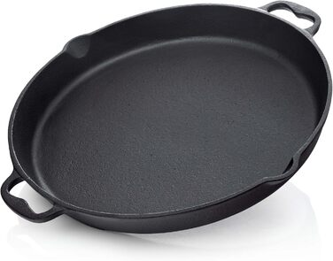 Чавунна сковорода BBQ Nerd для гриля 35 см з носиком і ручками, антипригарна, жаростійка, для смаження та запікання, 4550 г