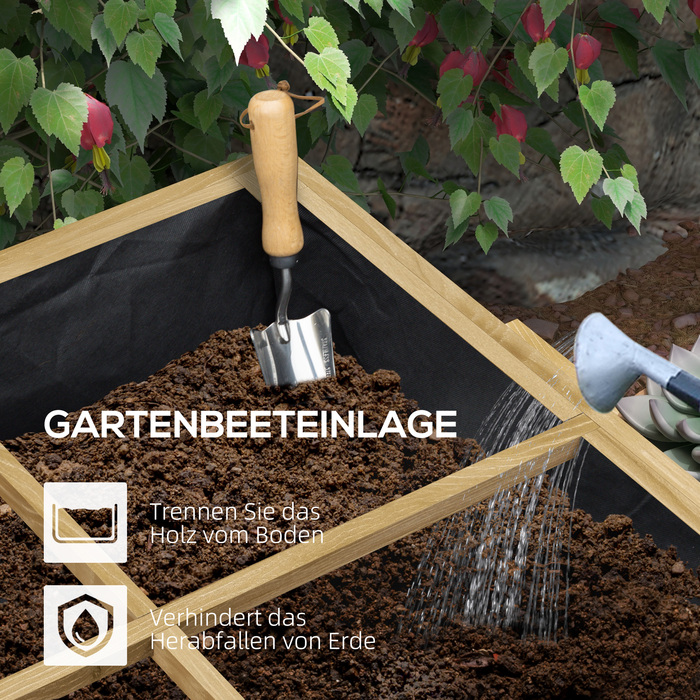 Outsunny Raised Garden Bed, Folding Cold Frame with 12 Dividers, Herb Garden Planter Box, Flower Box, 122x91.5x89cm with Natural Wood and Fleece Fabric