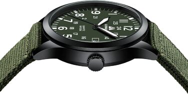 Годинник чоловічий LN LENQIN Military 30M водонепроникні годинники з датою, тактичний годинник для спорту, армійський стиль, ремінець з нейлону (зелений, чорний, білий)