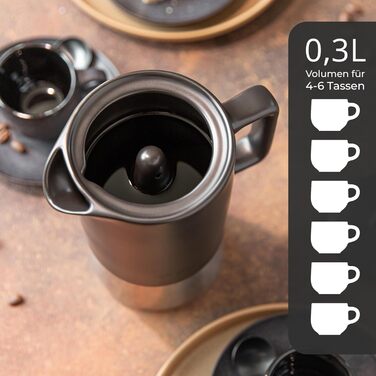 Stone Age Design Ceramic Espresso Maker (300ml) - Espresso Maker Induction suitable for all stovetops - Moka pot with stainless steel base and ceramic pot - Stainless steel espresso maker