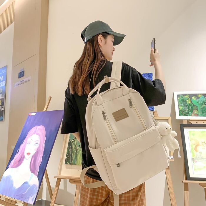 GAXOS Сучасний рюкзак для школи: стильний рюкзак-сумка для жінок та дівчат, білий, у корейському стилі