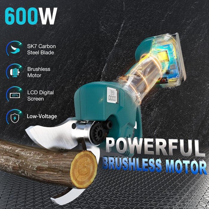 Акумуляторний секатор професійний для Makita 18В, LCD дисплей, діаметр різу до 40 мм, для гілок, кущів і стовбурів (без акумулятора)