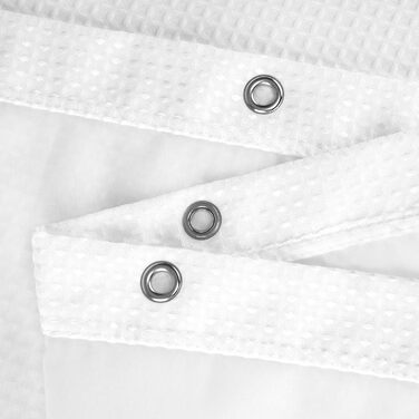 Штора для душу N&Y HOME з вафельної тканини з підкладкою та гачками, 180x183 см, біла - Готельний стиль, водонепроникна, важка тканина