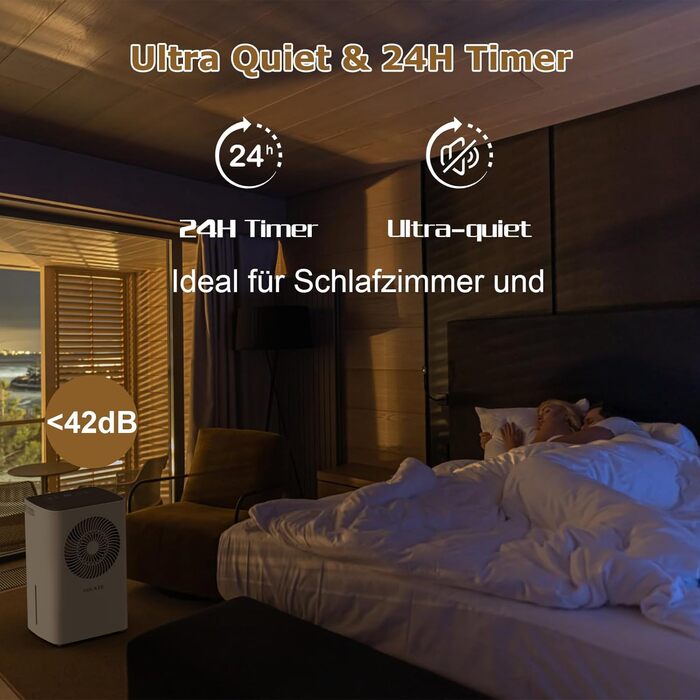 COLAZE 12L/24h Dehumidifier - Electric Dehumidifier Suitable for Room Sizes 120m³ (30m²) - Dehumidifier with Automatic Defrost & Water Level Warning - Room Dehumidifier Under 36dB for Apartment, Basement