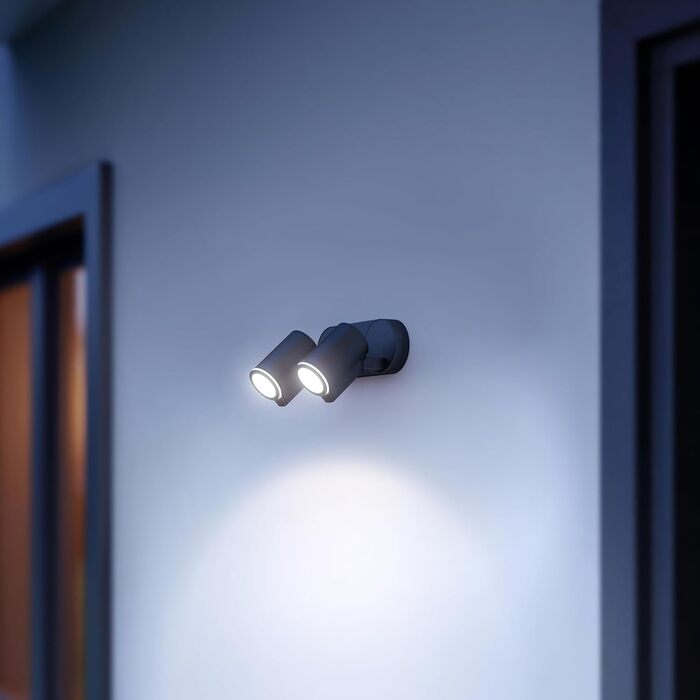 Steinel LED Spotlight DUO SC Connect, smart outdoor wall light, motion sensor, dimmable, controllable via app, schedule function, 7 W, 3000K, Anthracite