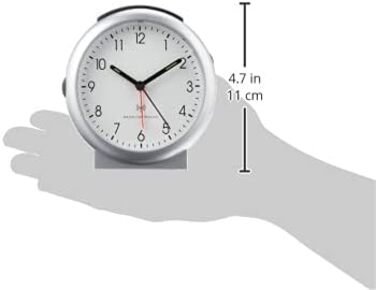 TFA Dostmann Analog Radio Alarm Clock, 98.1036, with Alarm, including Radio Clock, Silver, L 109 x W 50 x H 112 mm